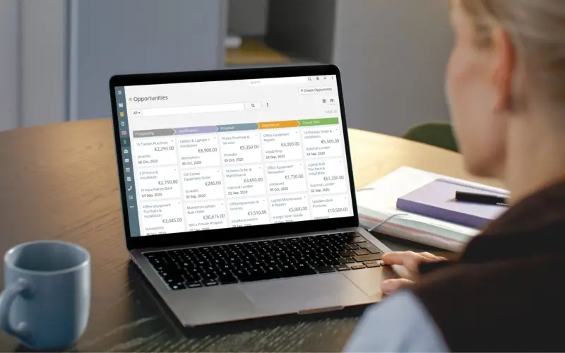 Example EspoCRM interface showing a sales overview