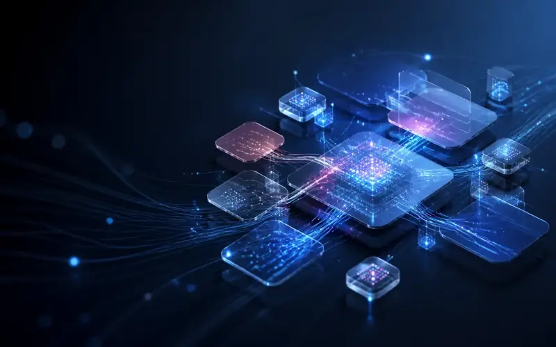 Abstract visualization of connected CRM processes and customer data