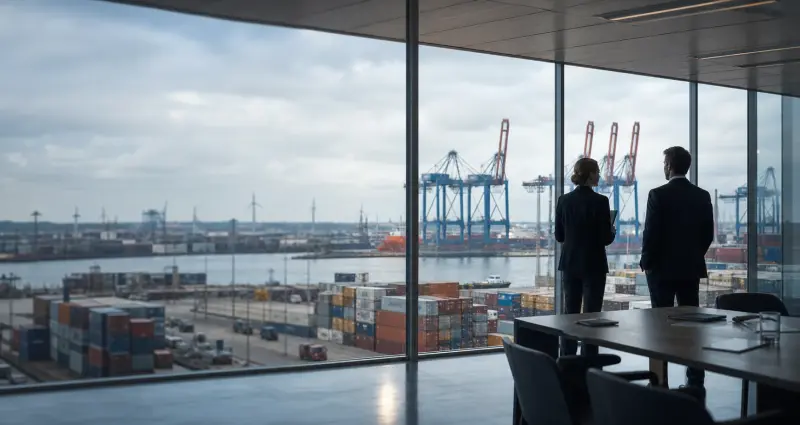 Beratung für Transport und Logistik mit Blick auf ein Containerterminal