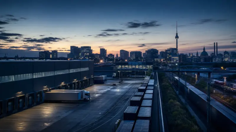 Urbane Bahn- und Distributionslogistik in Berlin mit Fernsehturm